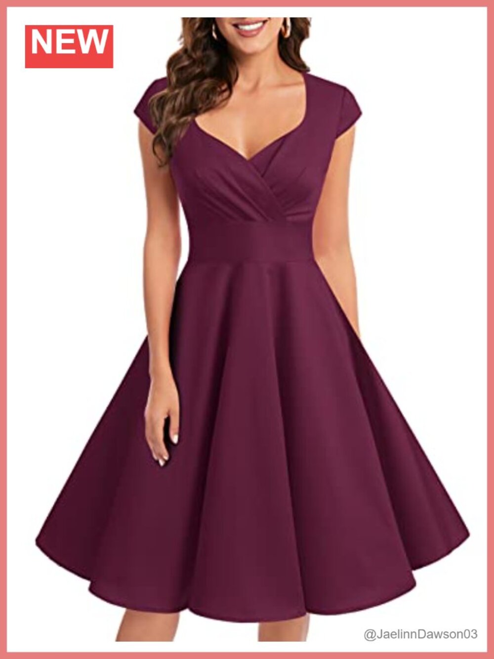 Women's Vintage 1950s Retro Cocktail Swing Dress Cap Sleeve